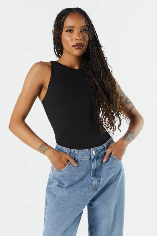 Contour Ribbed High Neck Bodysuit sold by Urban Planet
