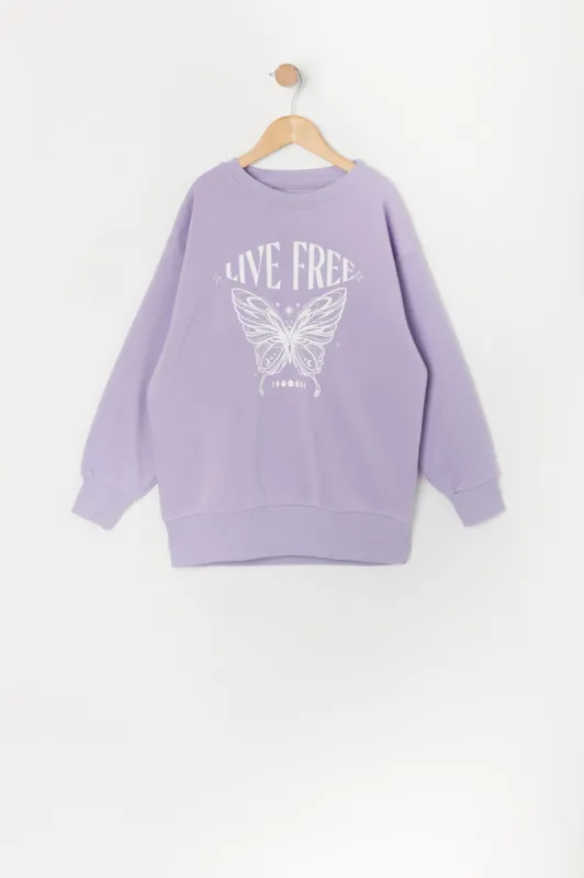 Girls Live Free Graphic Fleece Sweatshirt sold by Urban Planet