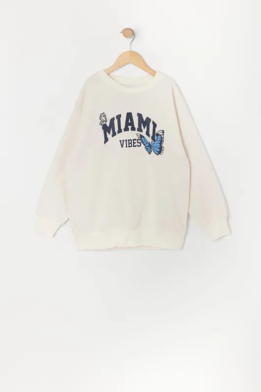 Girls Miami Graphic Fleece Sweatshirt sold by Urban Planet