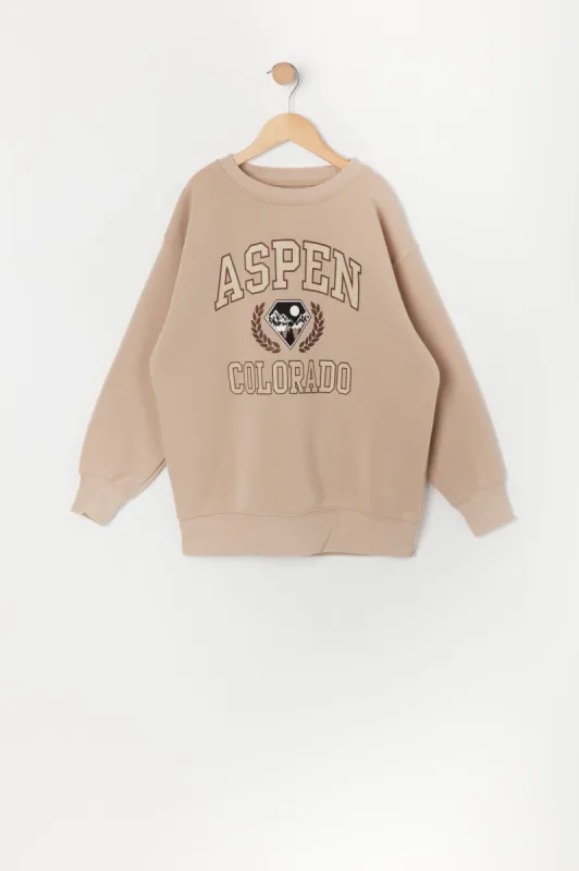 Girls Aspen Graphic Fleece Sweatshirt sold by Urban Planet
