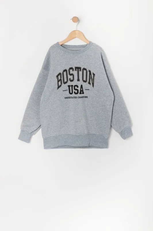 Girls Boston Graphic Fleece Sweatshirt sold by Urban Planet