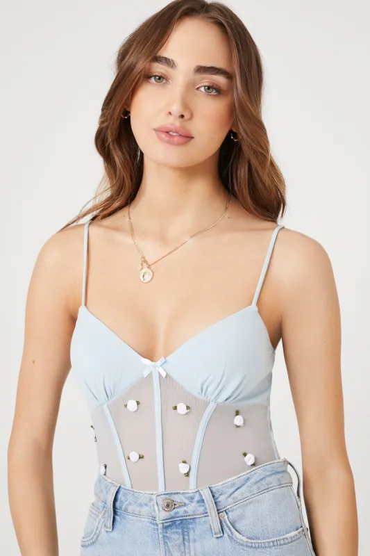 Sheer Floral Corset Bodysuit sold by Urban Planet