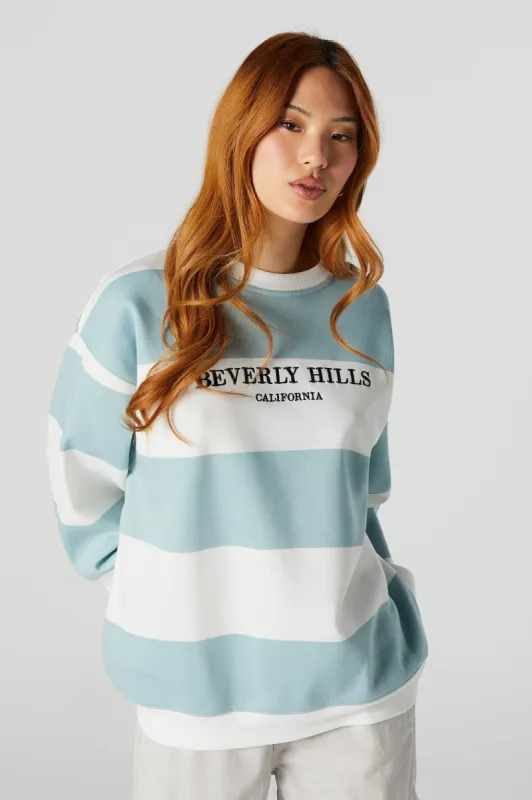 Striped Beverly Hills Embroidered Sweatshirt sold by Urban Planet