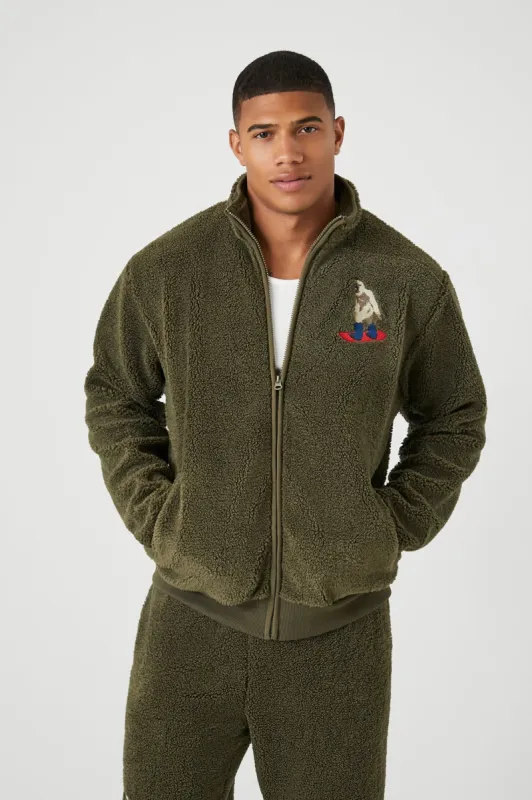 Blouson en Sherpa avec motif brodé Yeti sold by Urban Planet