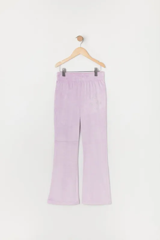 Girls Rhinestone Butterfly Velour Flare Pant sold by Urban Planet