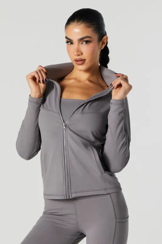 Active Mock Neck Zip-Up Hoodie sold by Urban Planet