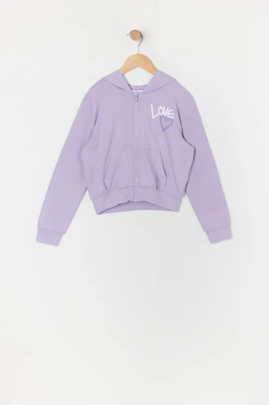 Girls Love Graphic Zip-Up Hoodie sold by Urban Planet