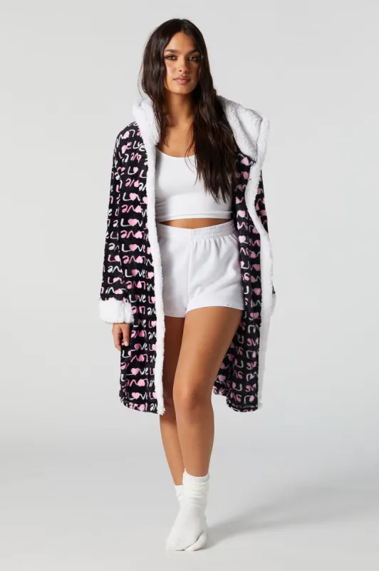 Love Print Plush Robe sold by Urban Planet