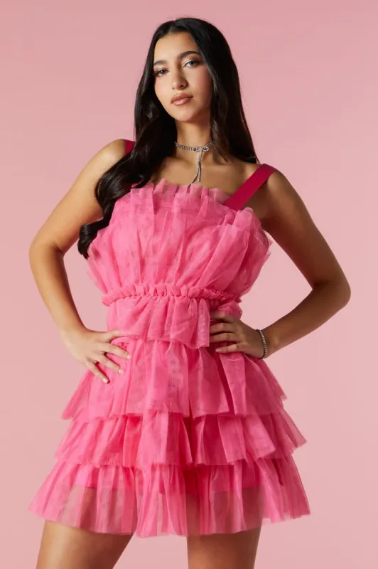 Tulle Tiered Mini Dress sold by Urban Planet