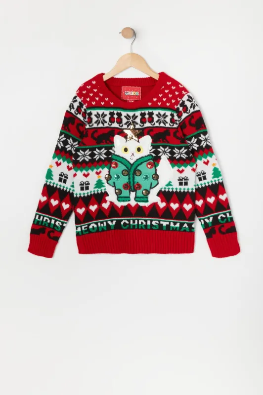 Girls Kitty Meowy Xmas Sweater sold by Urban Planet