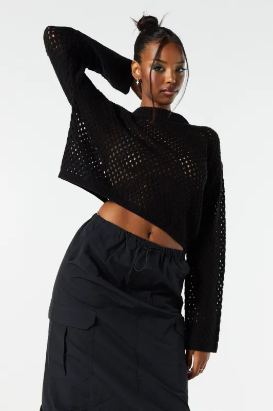 Open Knit Crewneck Sweater sold by Urban Planet