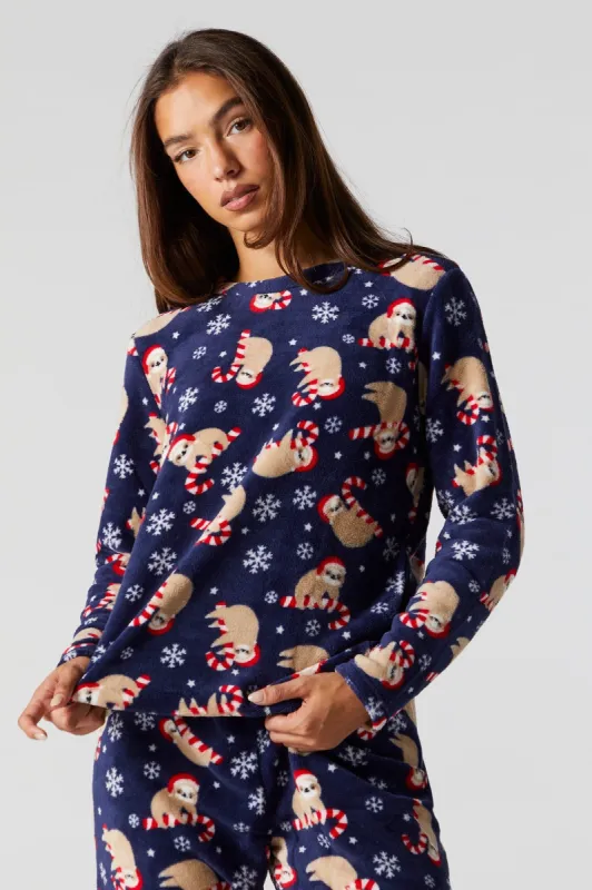 Plush Sloth 2 Piece Holiday Pajama Set sold by Urban Planet