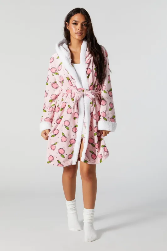Peach Print Plush Robe sold by Urban Planet