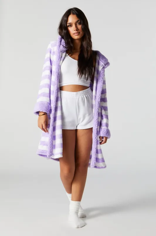 Striped Print Plush Robe sold by Urban Planet