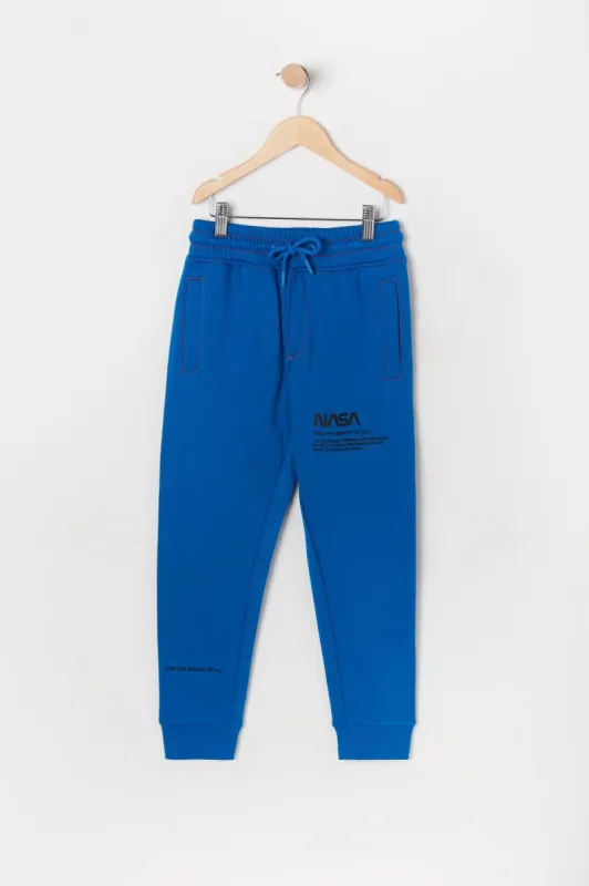 Boys NASA Graphic Contrast Stitch Fleece Jogger sold by Urban Planet