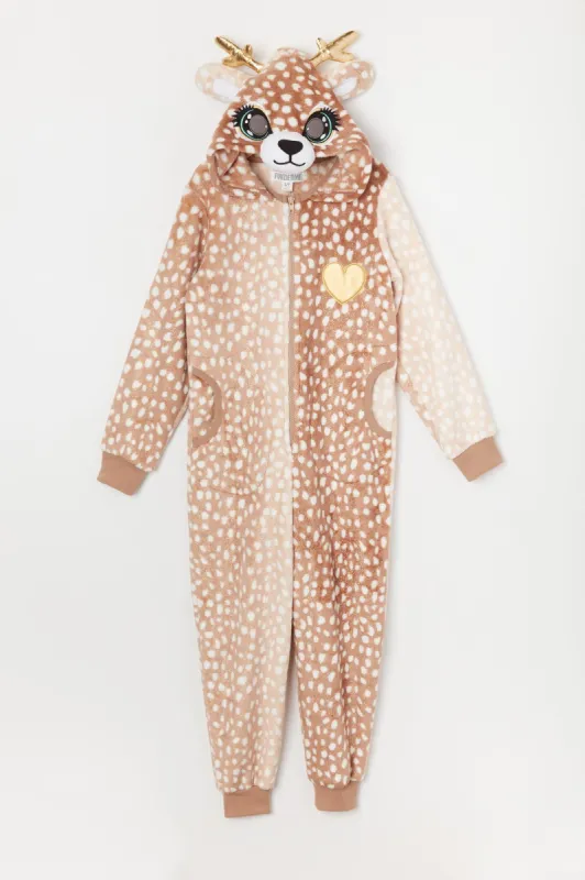 Girls Plush 3D Deer Onesie sold by Urban Planet