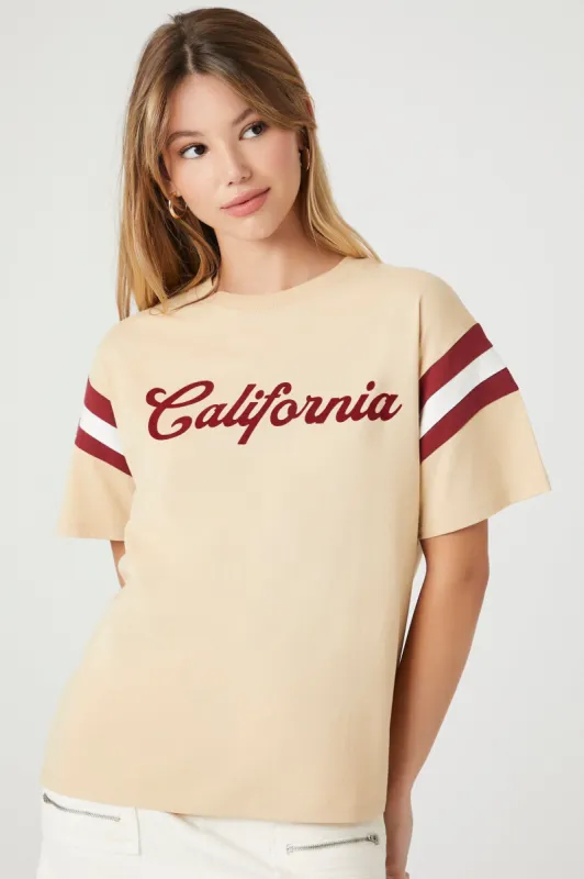 T-shirt rayé de style universitaire avec imprimé California sold by Urban Planet
