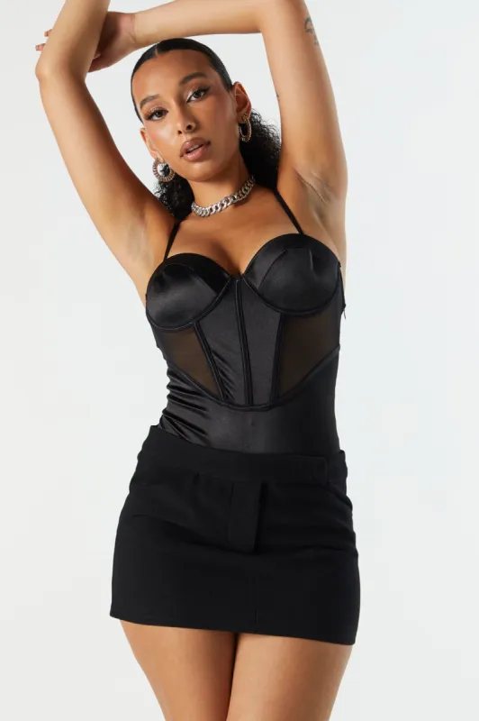Maillot corset en satin et filet sold by Urban Planet