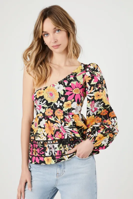 Floral Eyelet One Shoulder Top sold by Urban Planet