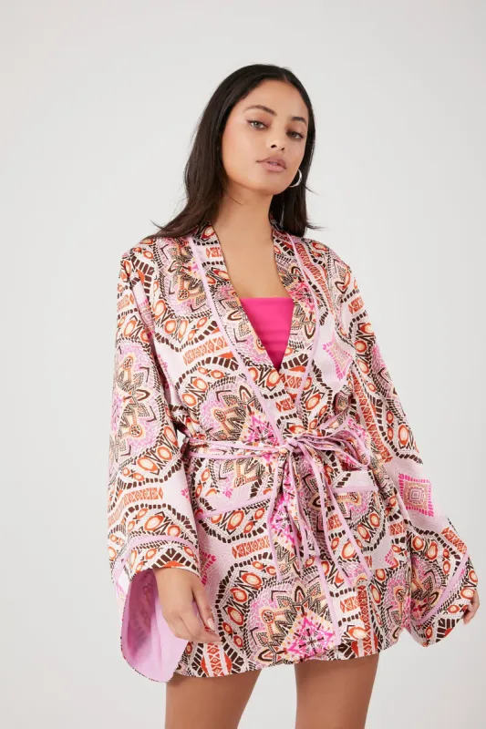 Ornate Print Satin Kimono sold by Urban Planet
