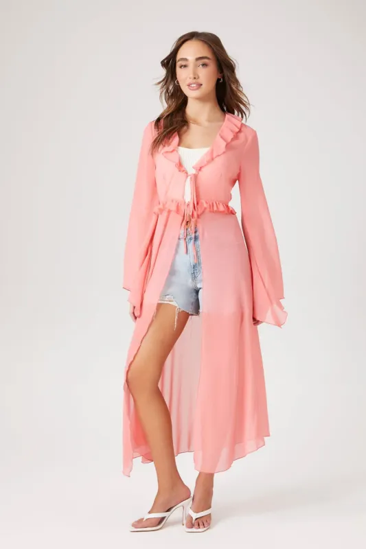 Chiffon Ruffle Trim Kimono sold by Urban Planet