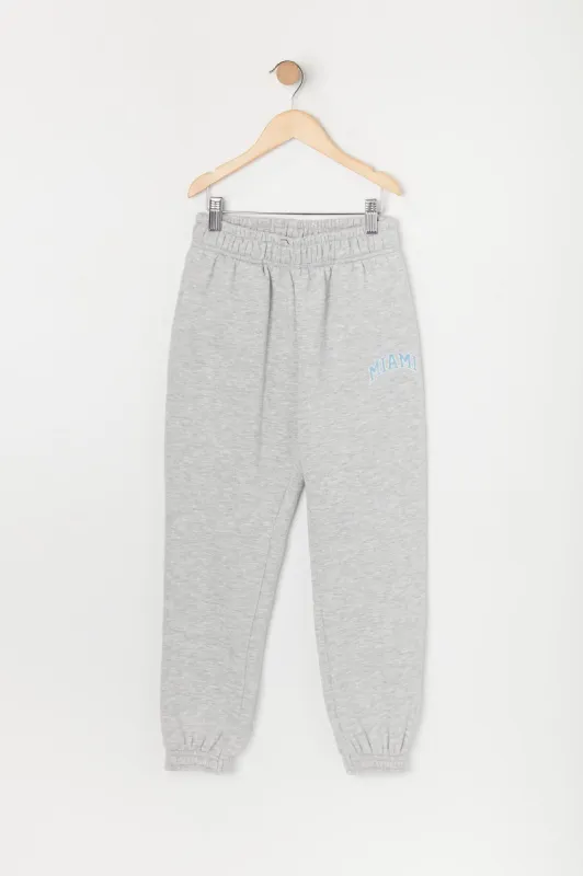 Girls Miami Embroidered Fleece Jogger sold by Urban Planet