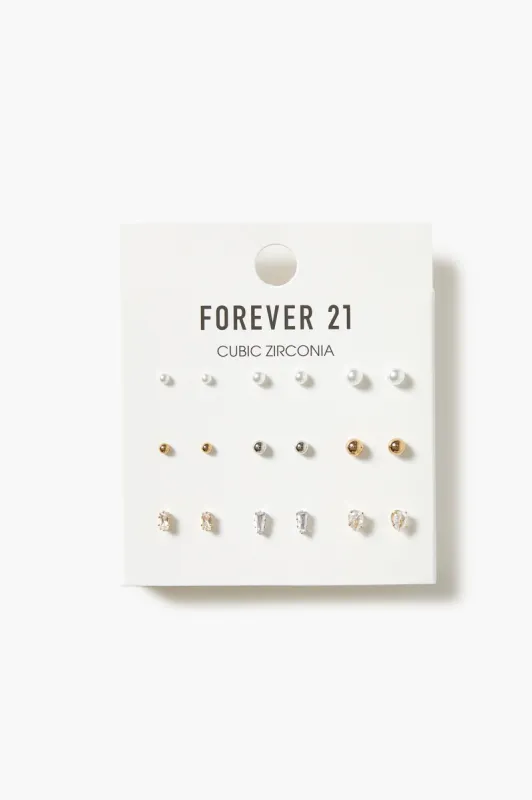CZ & Faux Pearl Earring Set made by Urban Planet