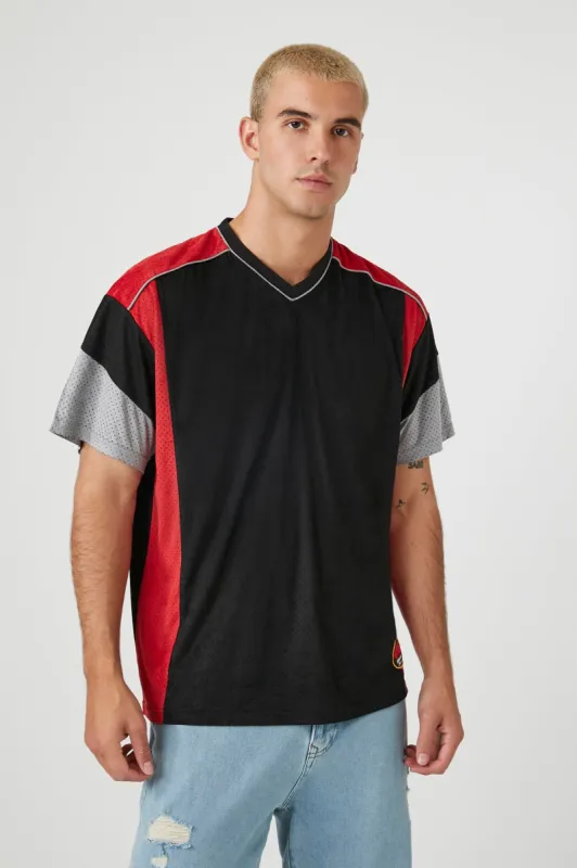 Mesh Colourblock V-Neck Top sold by Urban Planet
