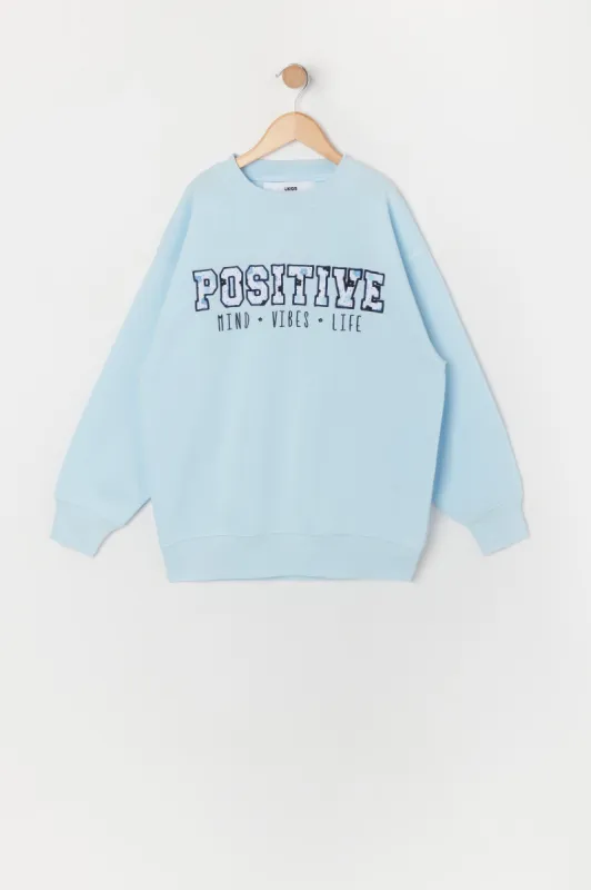 Girls Positive Chenille Embroidered Fleece Sweatshirt sold by Urban Planet