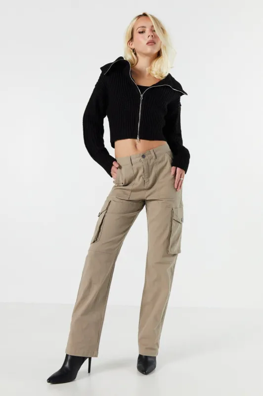 Twill Straight Leg Cargo Pant sold by Urban Planet