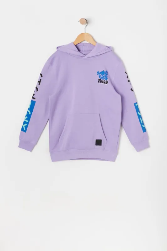 Boys Current Mood Damaged Bear Graphic Fleece Hoodie sold by Urban Planet