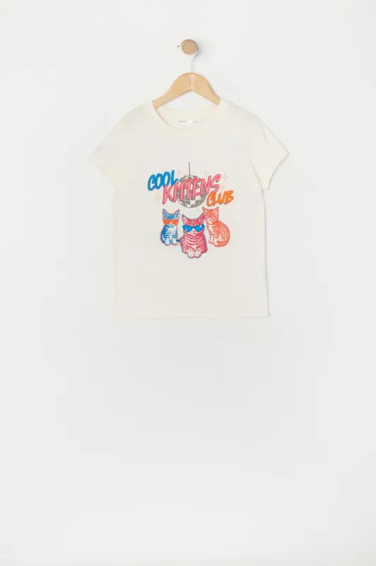 Girls Cool Kittens Club Graphic T-Shirt sold by Urban Planet
