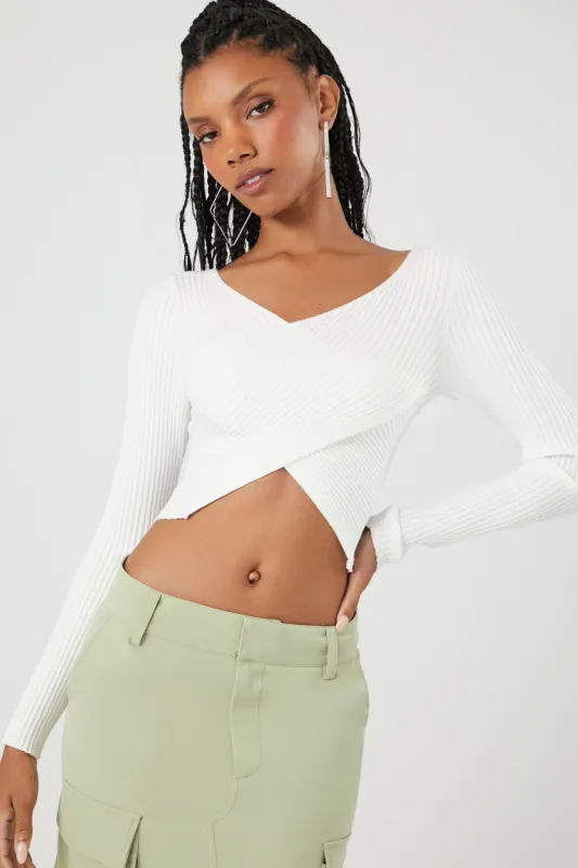Haut croisé court en tricot côtelé sold by Urban Planet