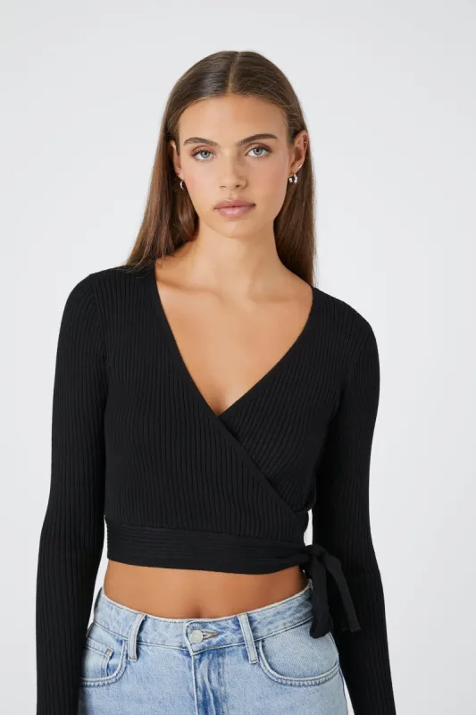 Ribbed Knit Wrap Crop Top sold by Urban Planet
