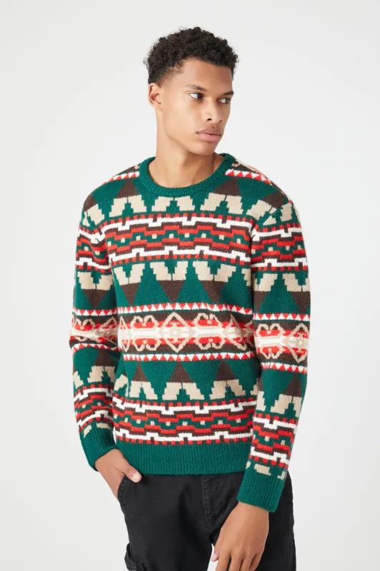 Geo Fairisle Jacquard Knit Sweater sold by Urban Planet