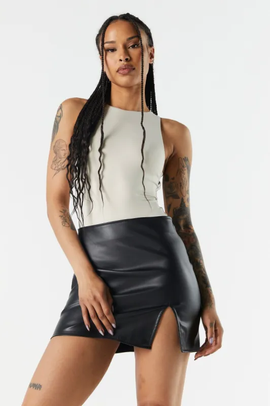 Tan Contour High Neck Bodysuit sold by Urban Planet
