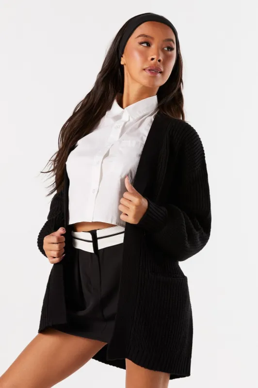 Mid Length Open Knit Cardigan sold by Urban Planet