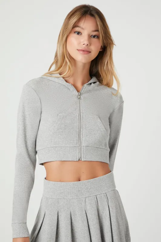 Fleece Zip-Up Cropped Hoodie sold by Urban Planet