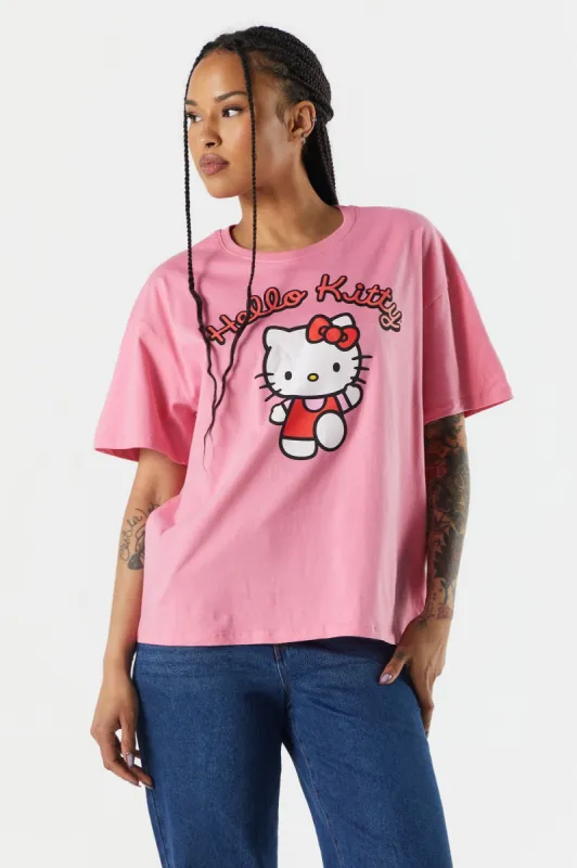 Pink Hello Kitty Graphic Boyfriend T-Shirt sold by Urban Planet