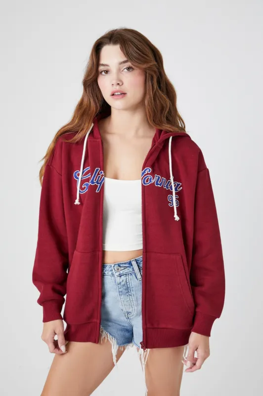 California Graphic Fleece Zip-Up Hoodie sold by Urban Planet