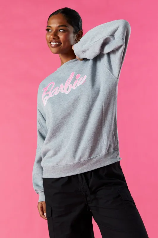 Barbie™ Grey Graphic Fleece Sweatshirt sold by Urban Planet