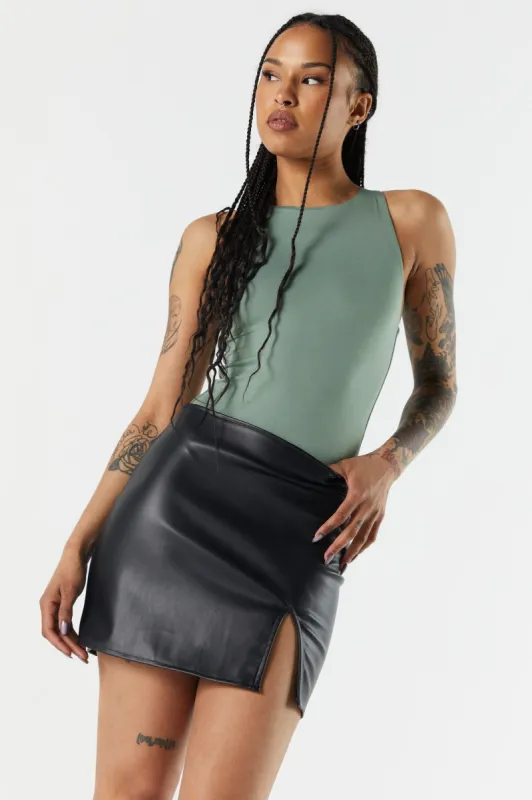 Green Contour High Neck Bodysuit sold by Urban Planet