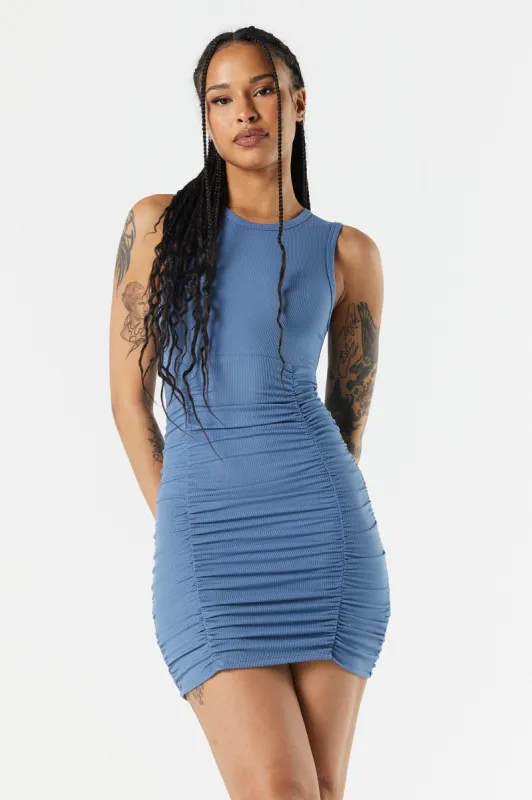 Ribbed Ruched Bodycon Mini Dress sold by Urban Planet