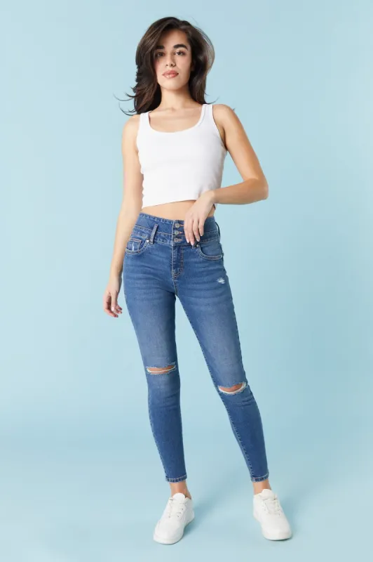 Ibiza Medium Wash Distressed Skinny Jean sold by Urban Planet