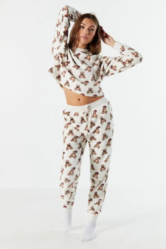 Plush Xmas Teddy Pajama Top sold by Urban Planet