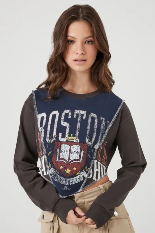 Boston Graphic Reworked Long Sleeve Top sold by Urban Planet