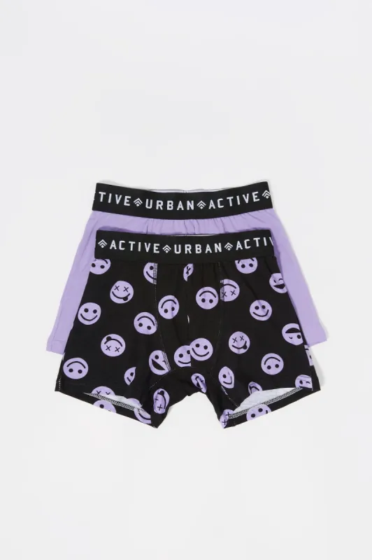 Boys Winking Smiley Face Print Boxer Set (2 Pack) sold by Urban Planet