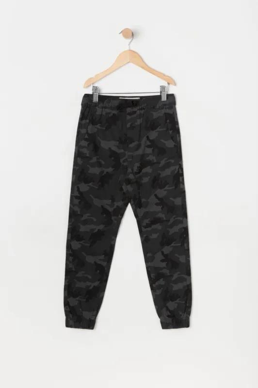 Boys Camo Print Slim Leg Jogger sold by Urban Planet