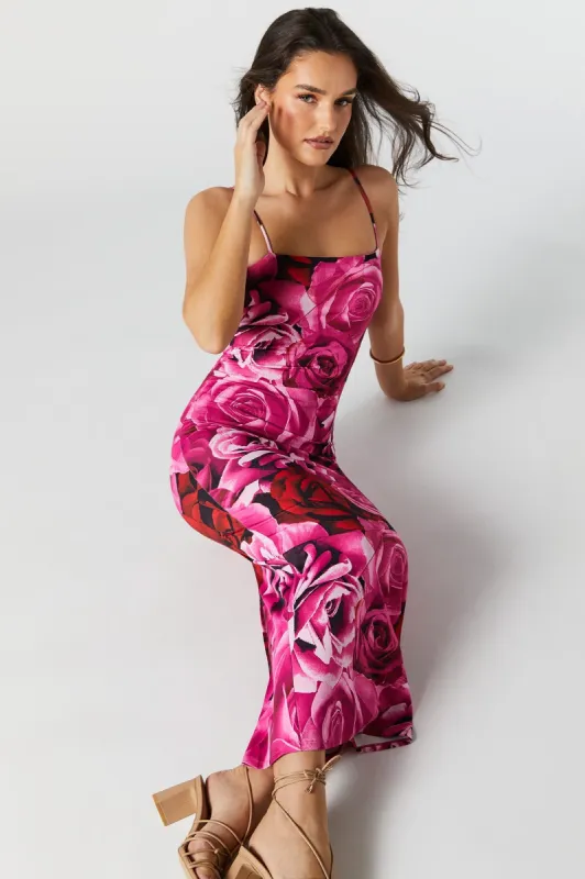 Rose Print Square Neck Bodycon Maxi Dress sold by Urban Planet