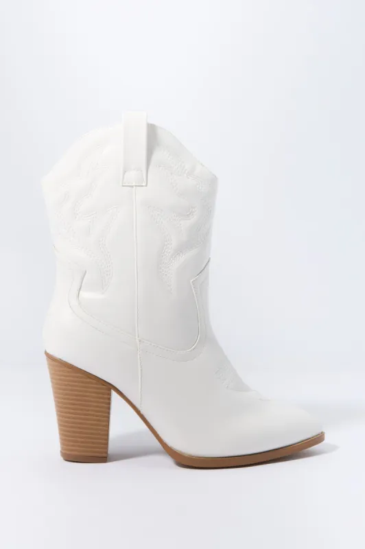 Faux Leather Mid Rise Cowboy Boot sold by Urban Planet